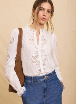 White Cotton Embroidered Blouse