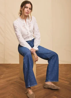 White Cotton Embroidered Blouse