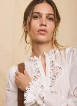 White Cotton Embroidered Blouse