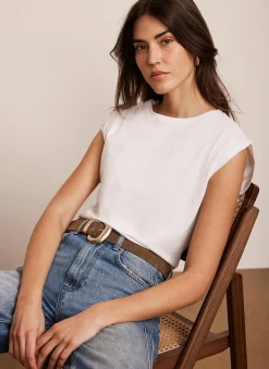 White Cotton Extended Shoulder T-Shirt