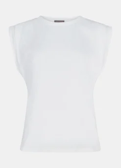 White Cotton Extended Shoulder T-Shirt