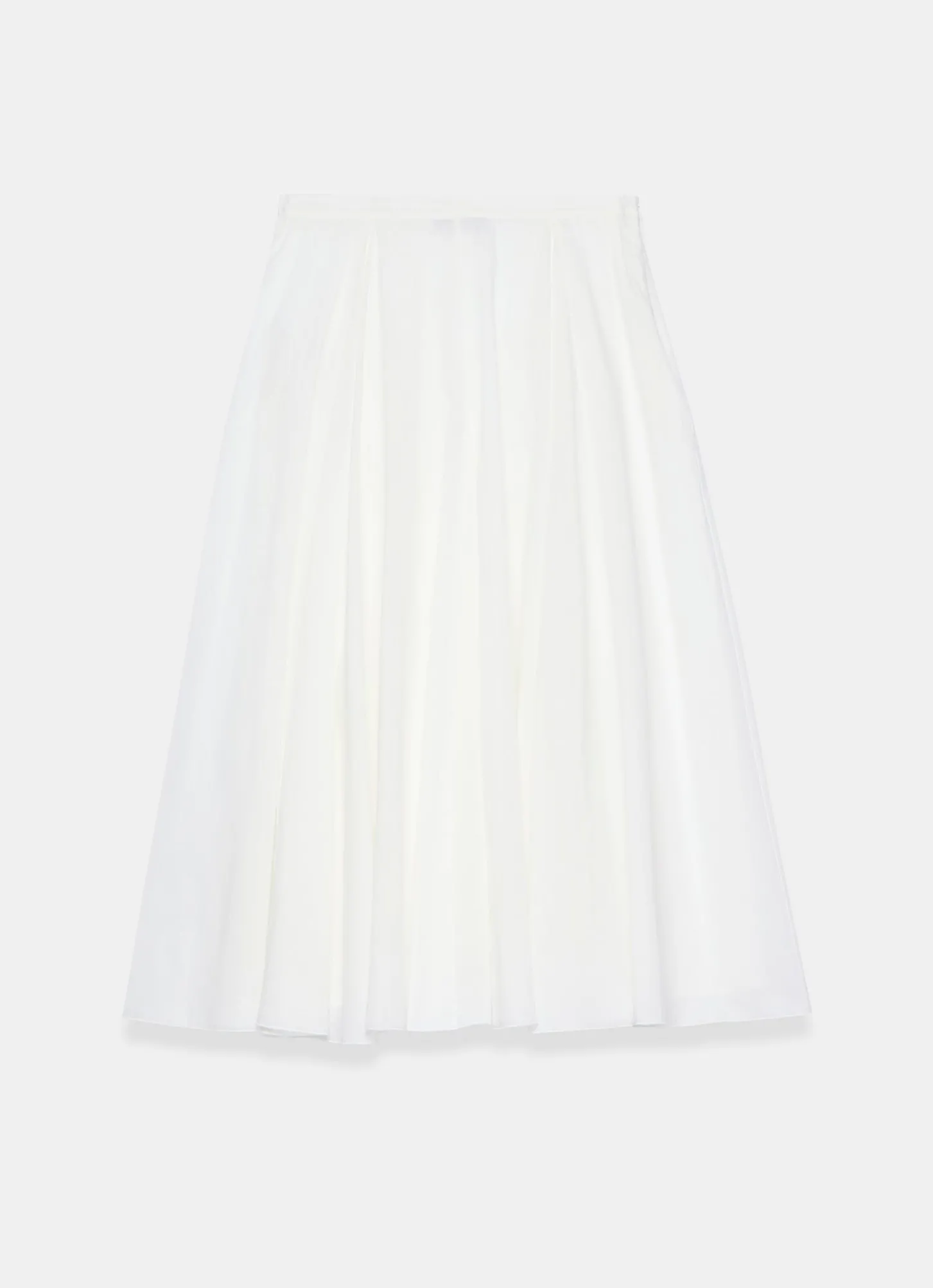White Cotton Full Midi Skirt