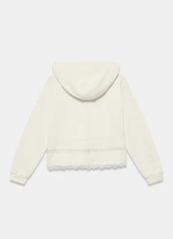 White Cotton Lace Hoodie