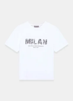 White Cotton Milan Graphic T-Shirt