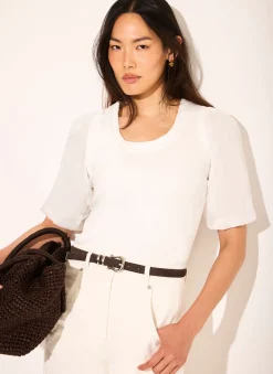 White Cotton Puff Sleeve Top