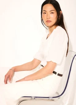 White Cotton Puff Sleeve Top