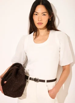 White Cotton Puff Sleeve Top