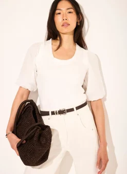 White Cotton Puff Sleeve Top