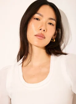 White Cotton Puff Sleeve Top