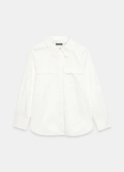 White Cotton Scallop Detail Shirt