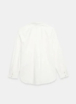 White Cotton Scallop Detail Shirt