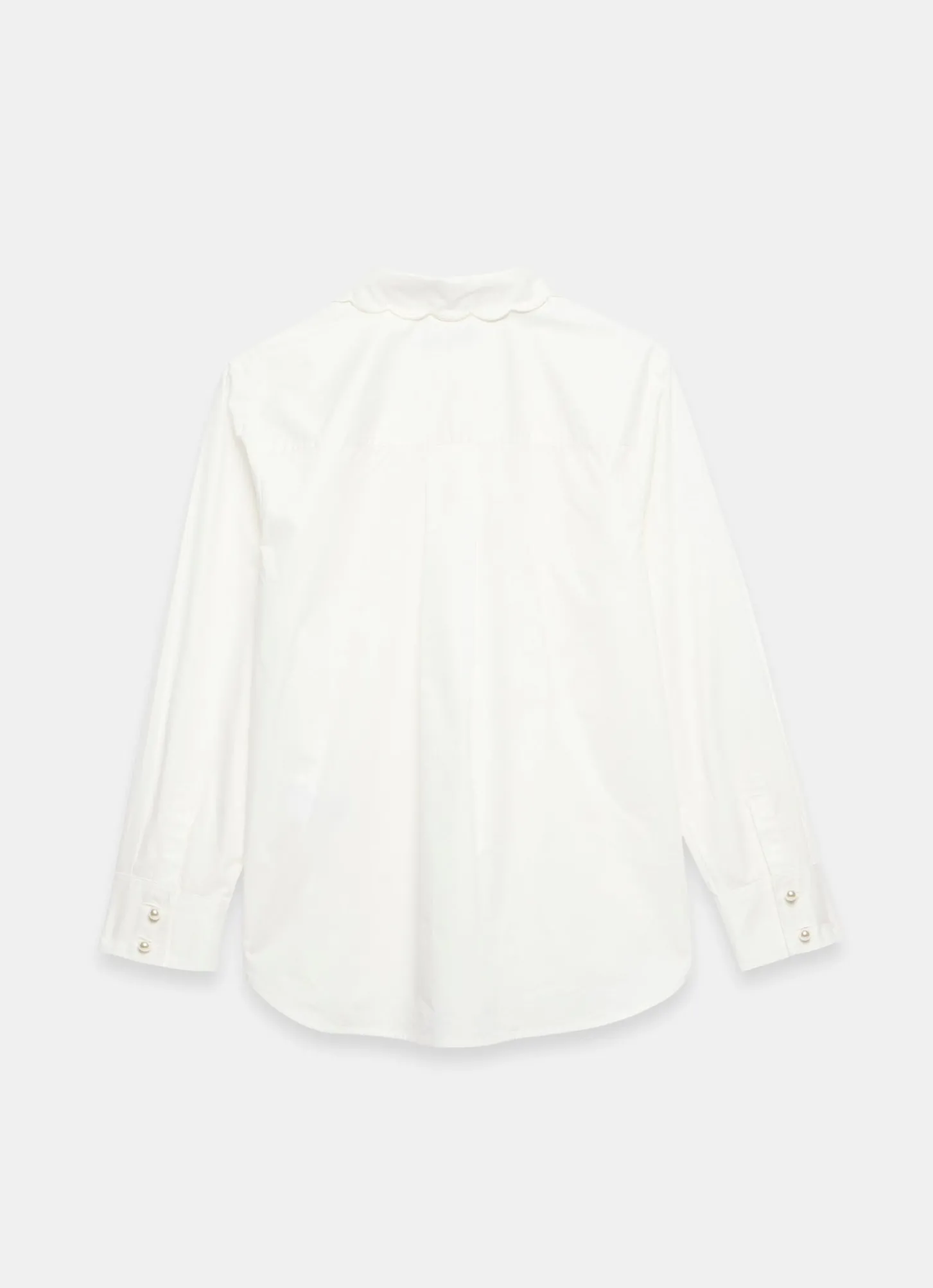 White Cotton Scallop Detail Shirt