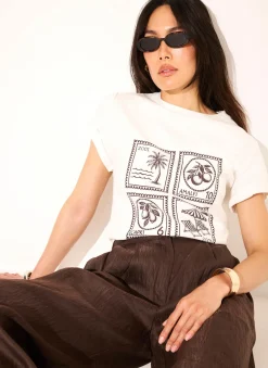 White Cotton Stamp Graphic T-Shirt