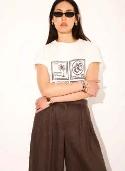 White Cotton Stamp Graphic T-Shirt