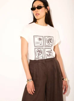 White Cotton Stamp Graphic T-Shirt