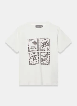 White Cotton Stamp Graphic T-Shirt