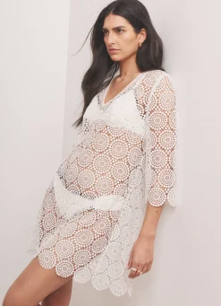 White Crochet Beach Mini Dress
