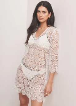 White Crochet Beach Mini Dress