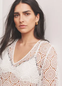 White Crochet Beach Mini Dress