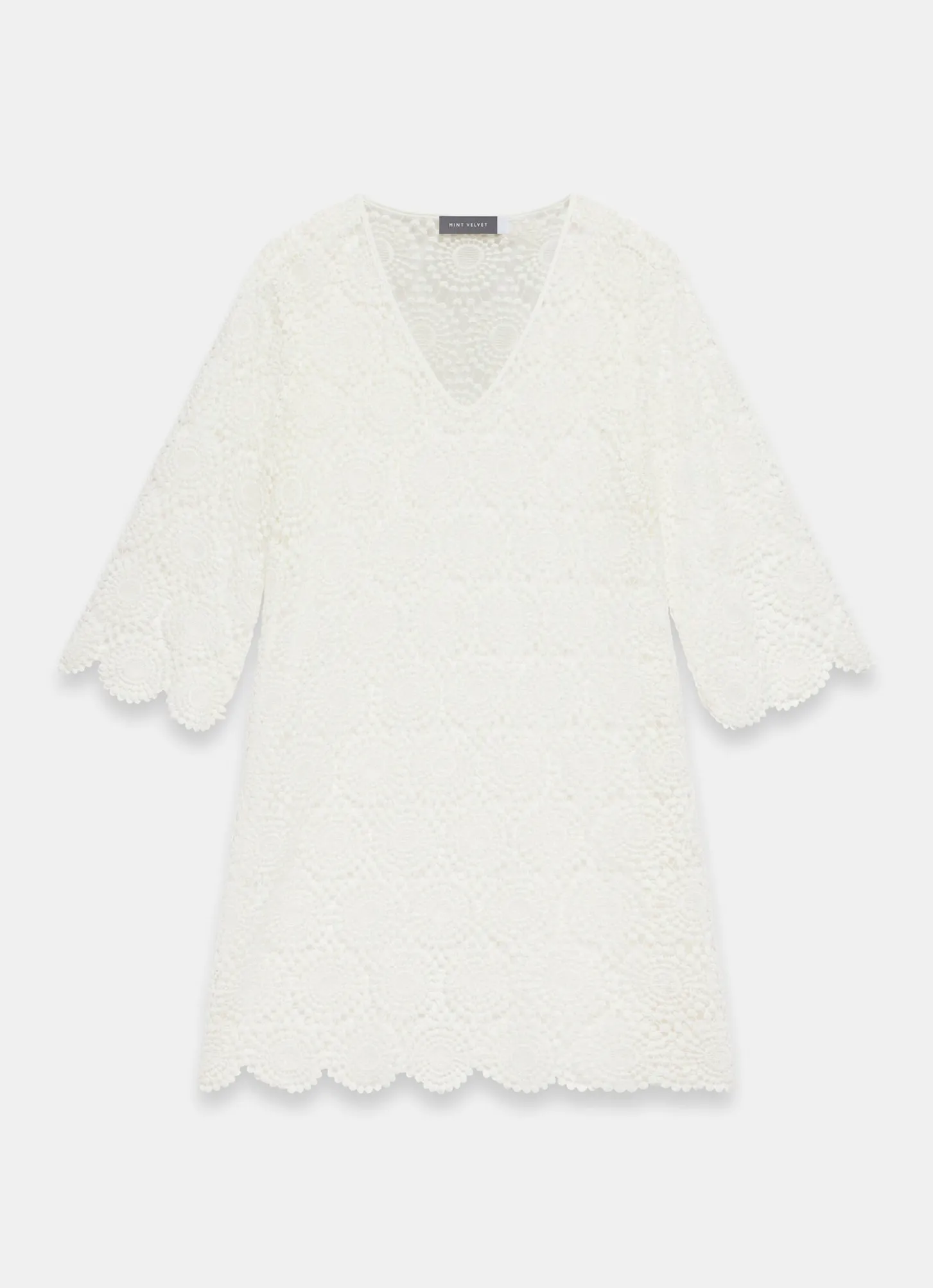 White Crochet Beach Mini Dress