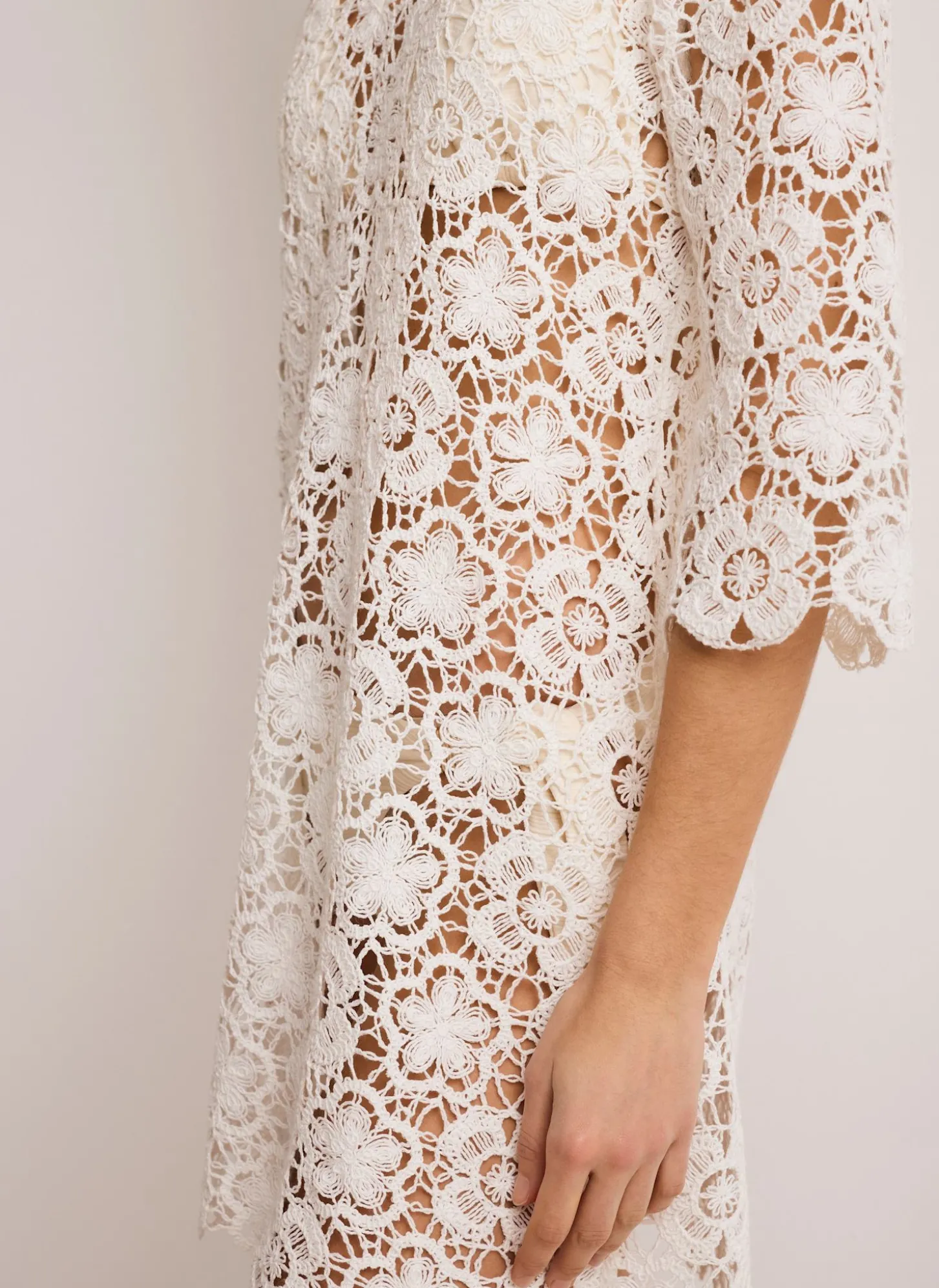 White Crochet Beach Mini Dress