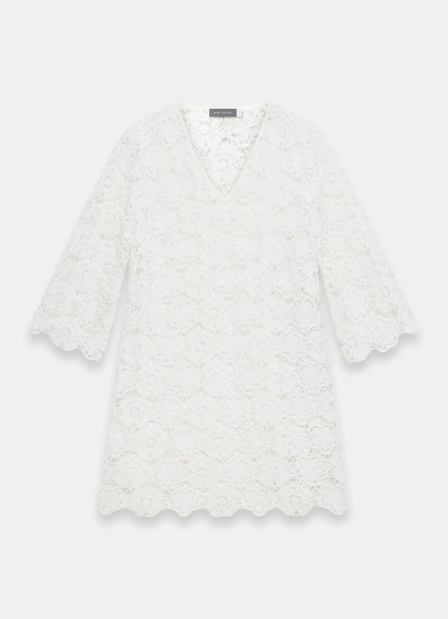 White Crochet Beach Mini Dress