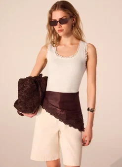 White Crochet Trim Vest Top