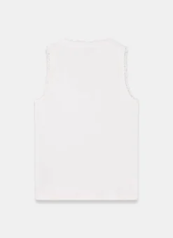 White Crochet Trim Vest Top