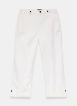 White Cropped Wide Chino Trousers