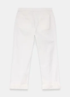 White Cropped Wide Chino Trousers