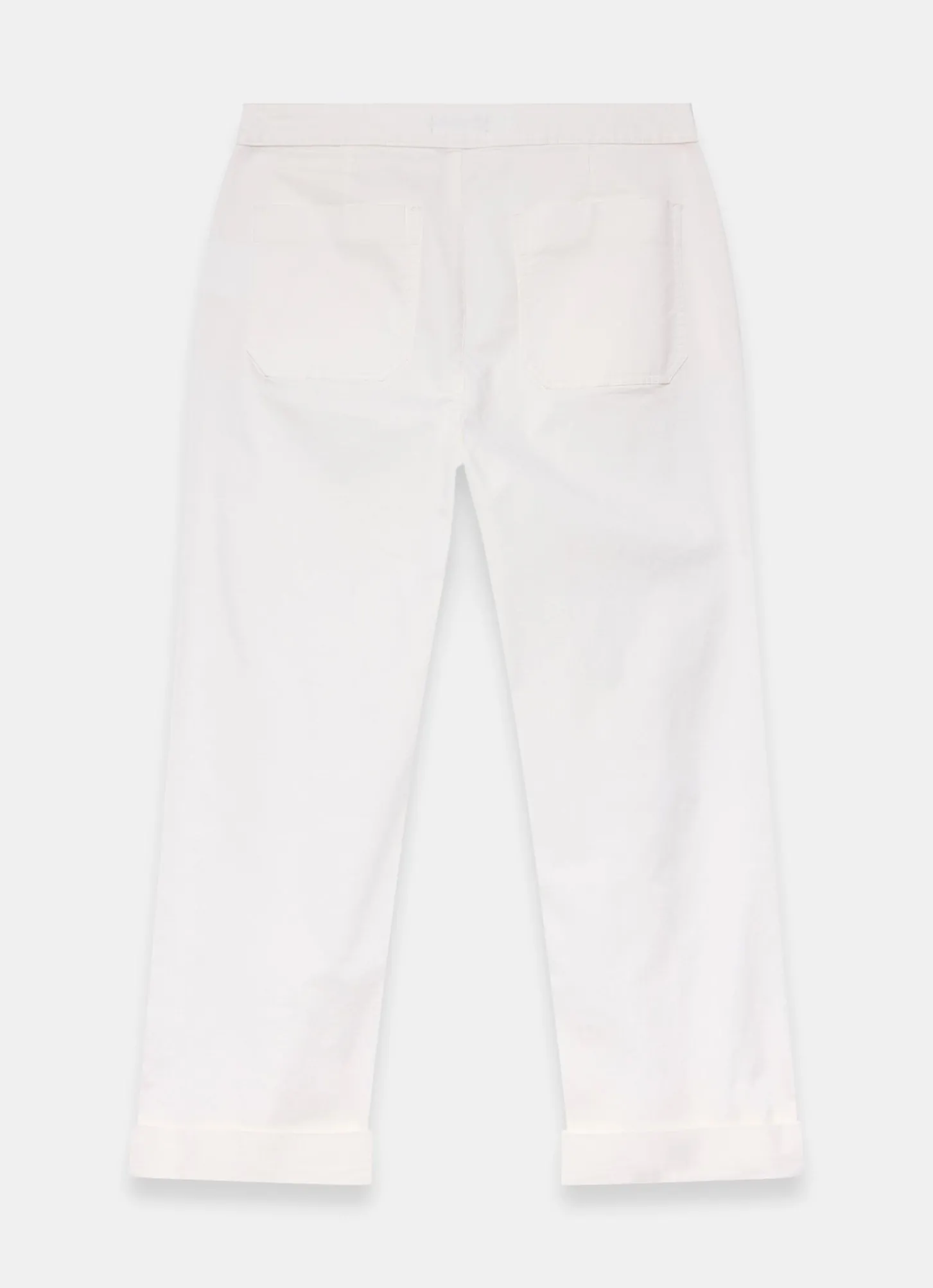 White Cropped Wide Chino Trousers