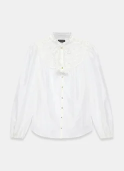 White Floral Cutwork Detail Blouse