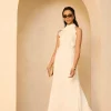 White Floral Textured Maxi Dress
