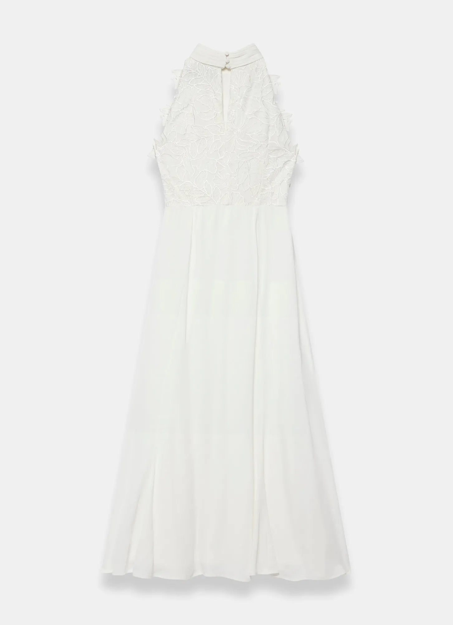 White Floral Textured Maxi Dress