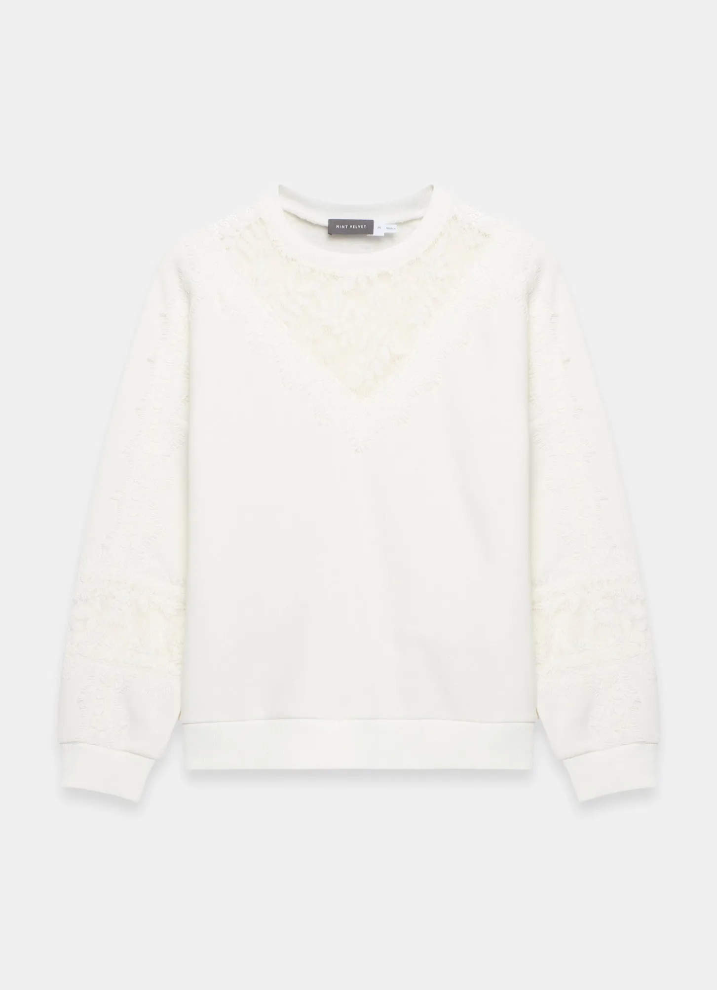 White Lace Detail Sweatshirt