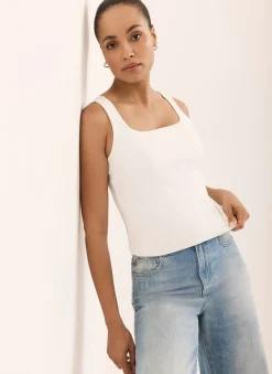 White Layering Scoop Neck Vest