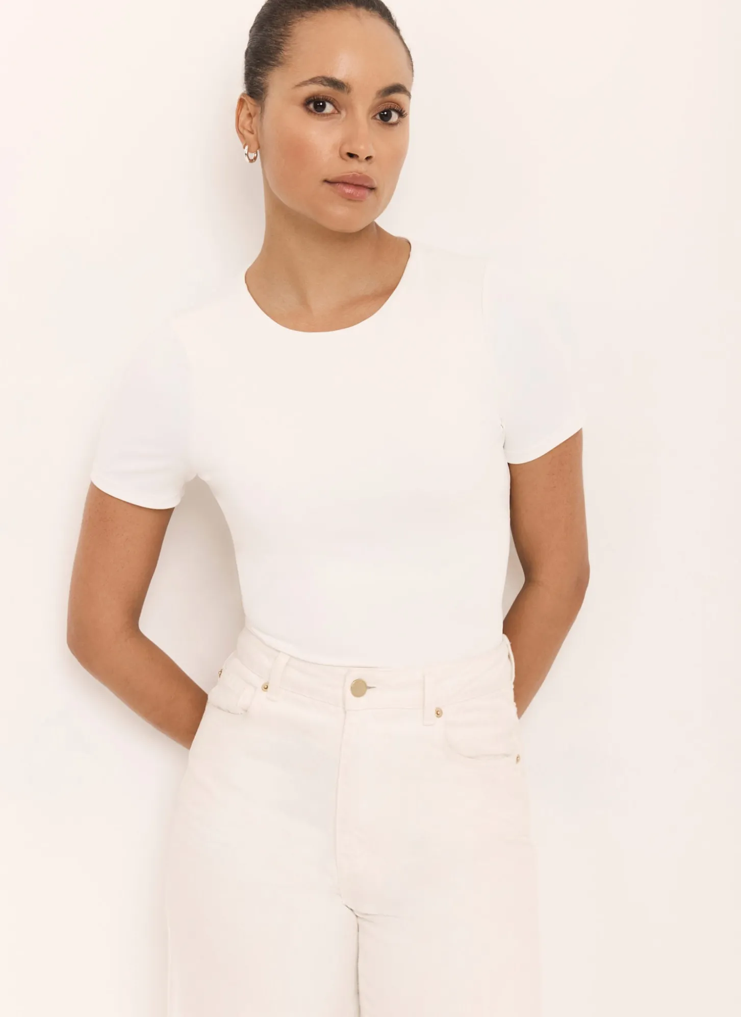 White Layering Short Sleeve Top