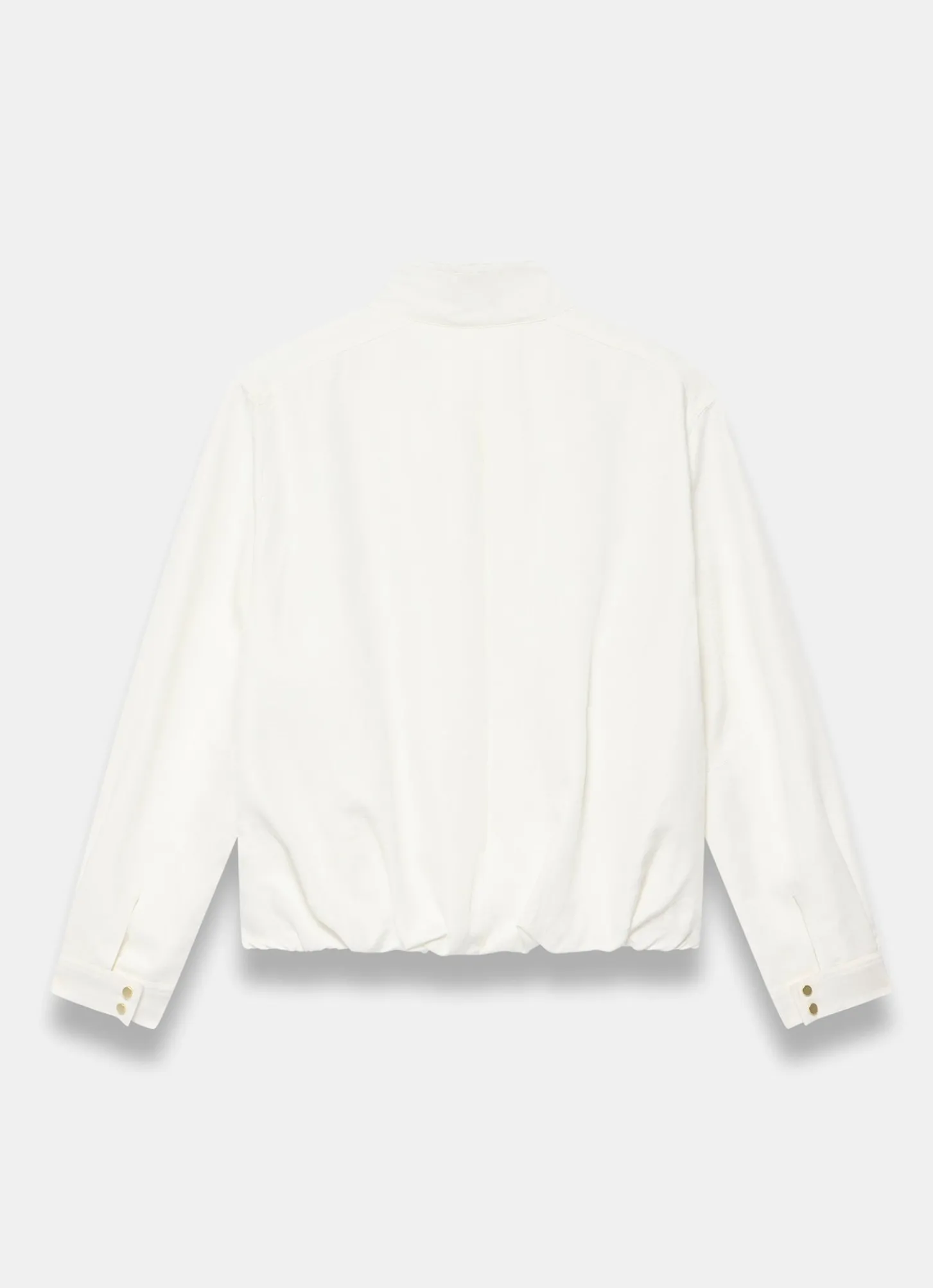 White Linen Blend Bomber Jacket