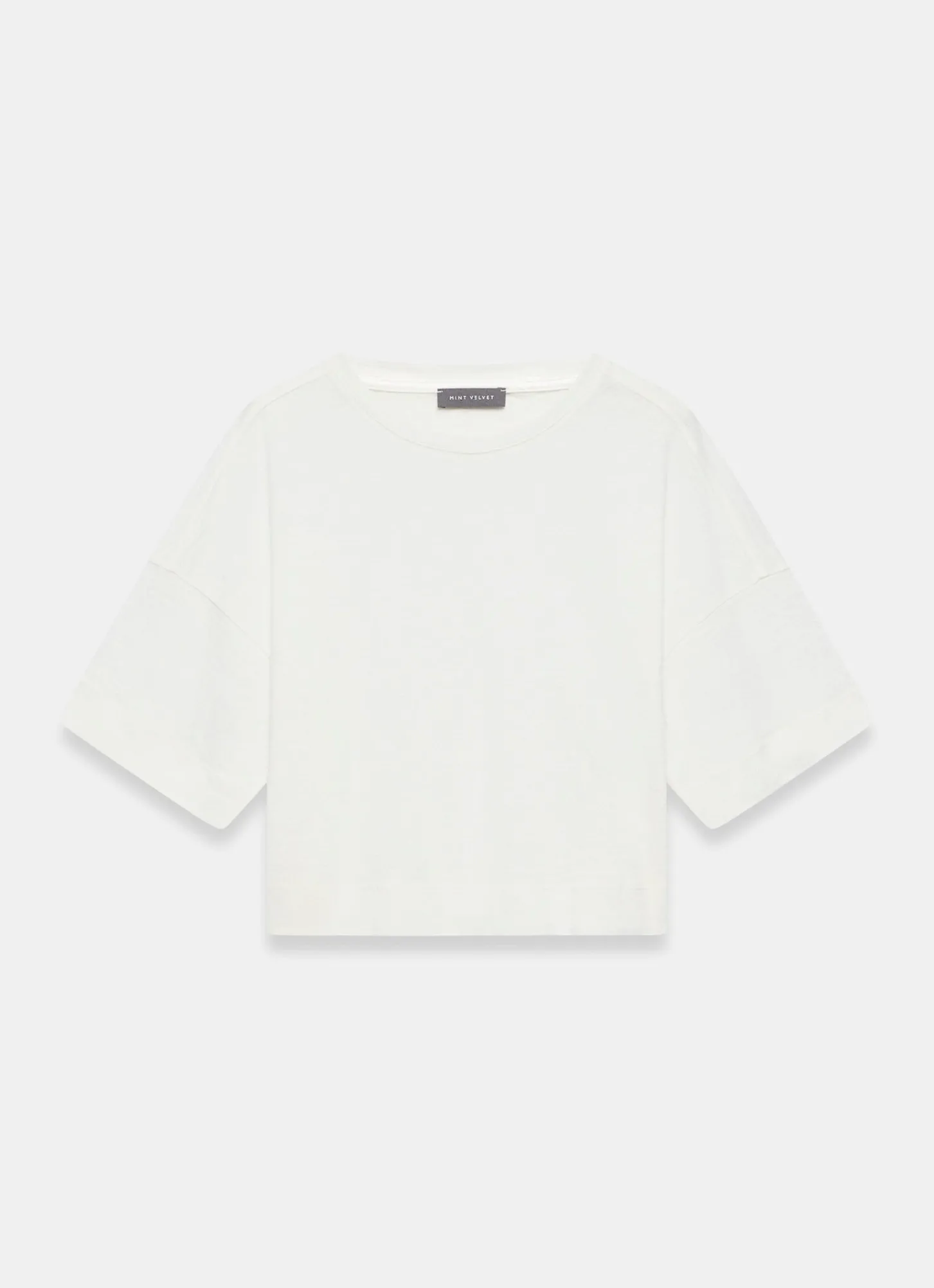 White Linen Blend Boxy T Shirt