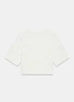 White Linen Blend Boxy T Shirt