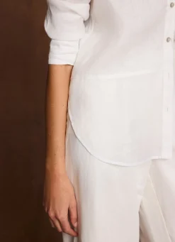 White Linen Blend Shirt