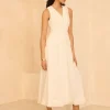 White Linen Blend Waistcoat Maxi Dress