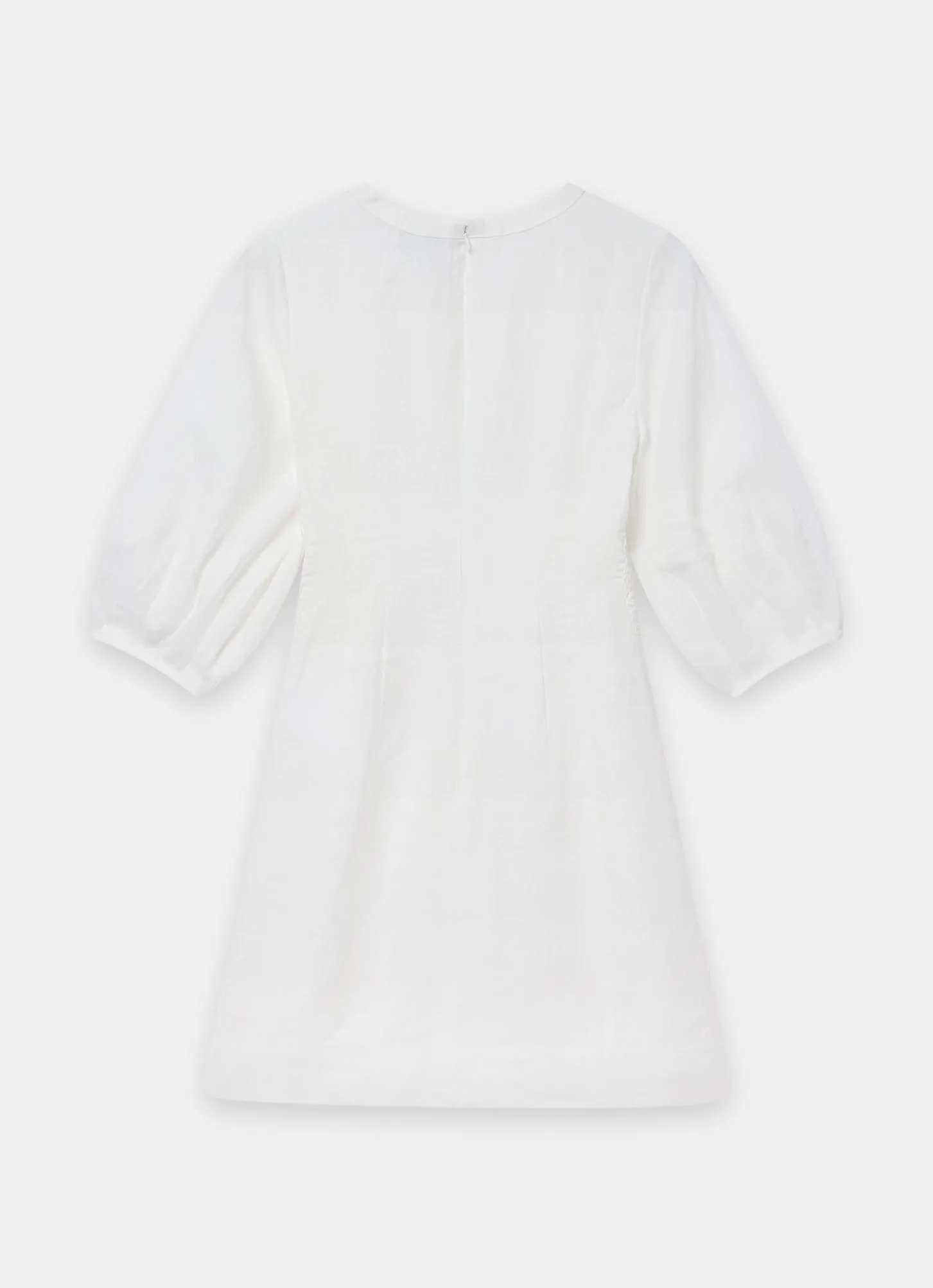 White Linen Puff Sleeve Mini Dress