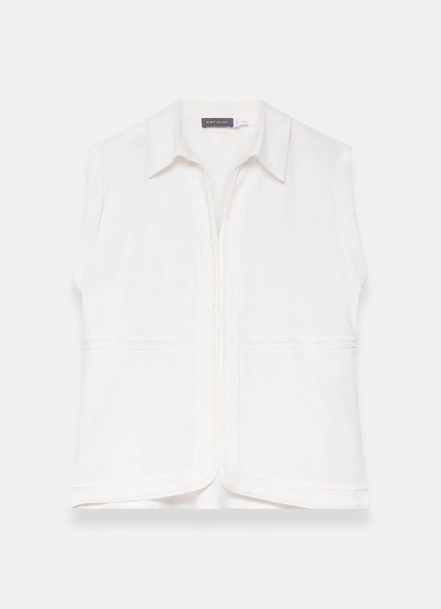 White Linen Sleeveless Shirt