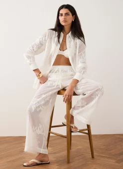 White Mesh Embroidered Shirt
