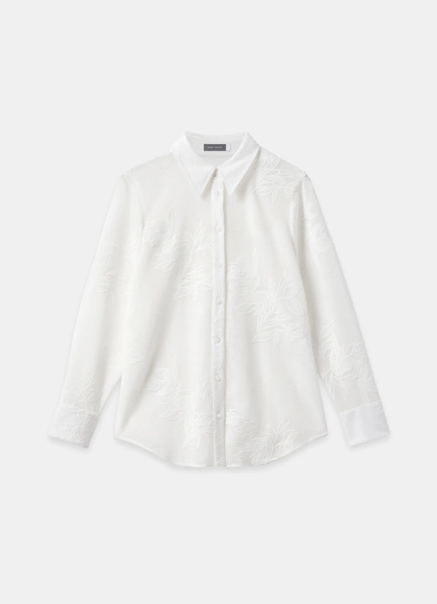 White Mesh Embroidered Shirt