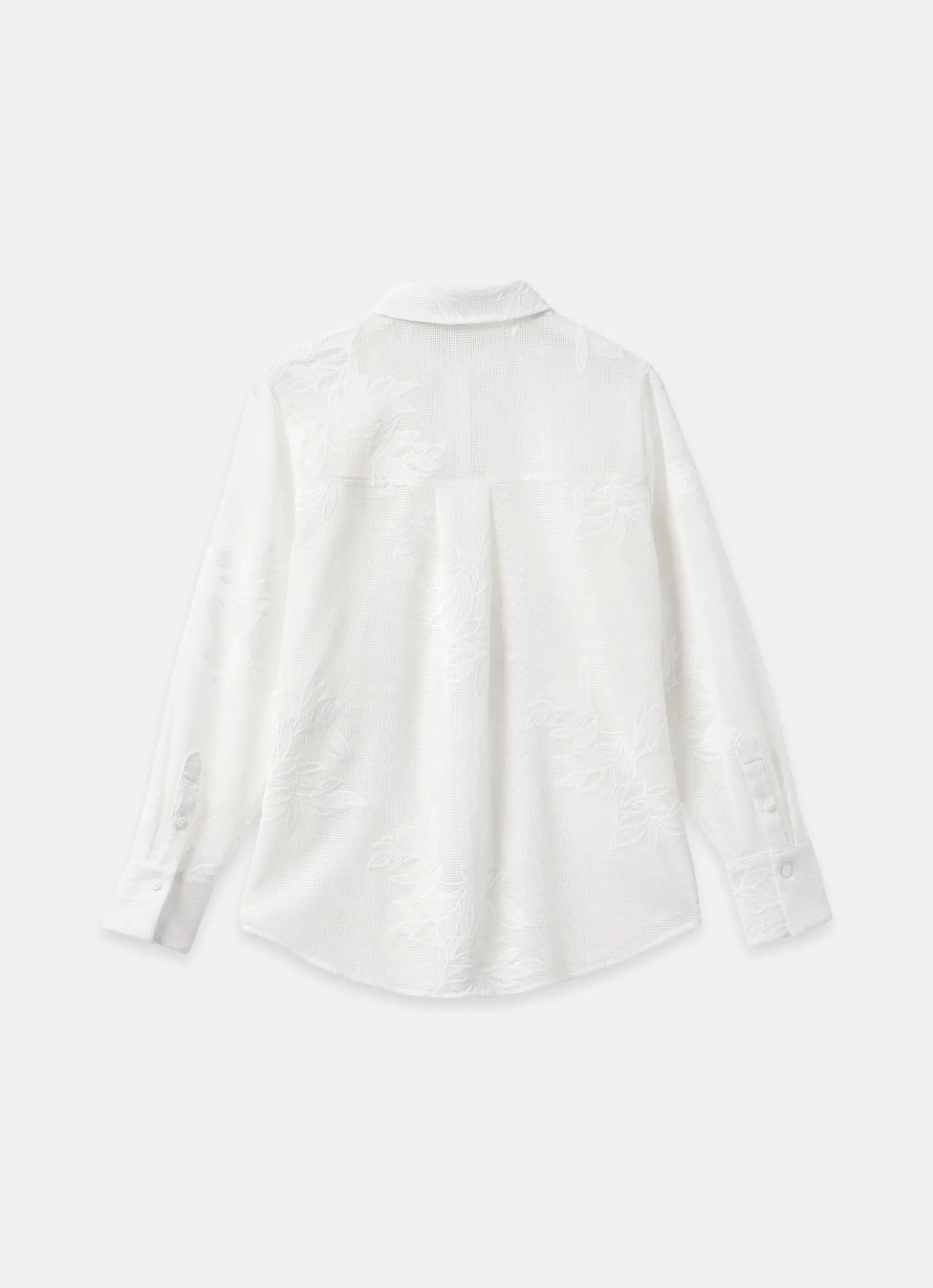 White Mesh Embroidered Shirt