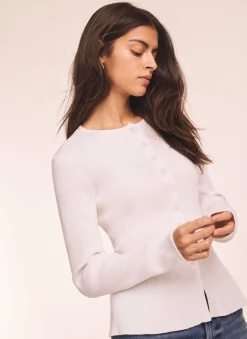 White Peplum Knit Cardigan