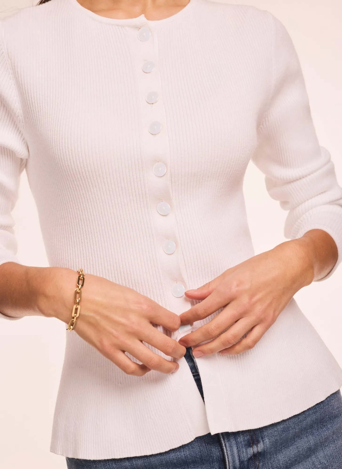 White Peplum Knit Cardigan