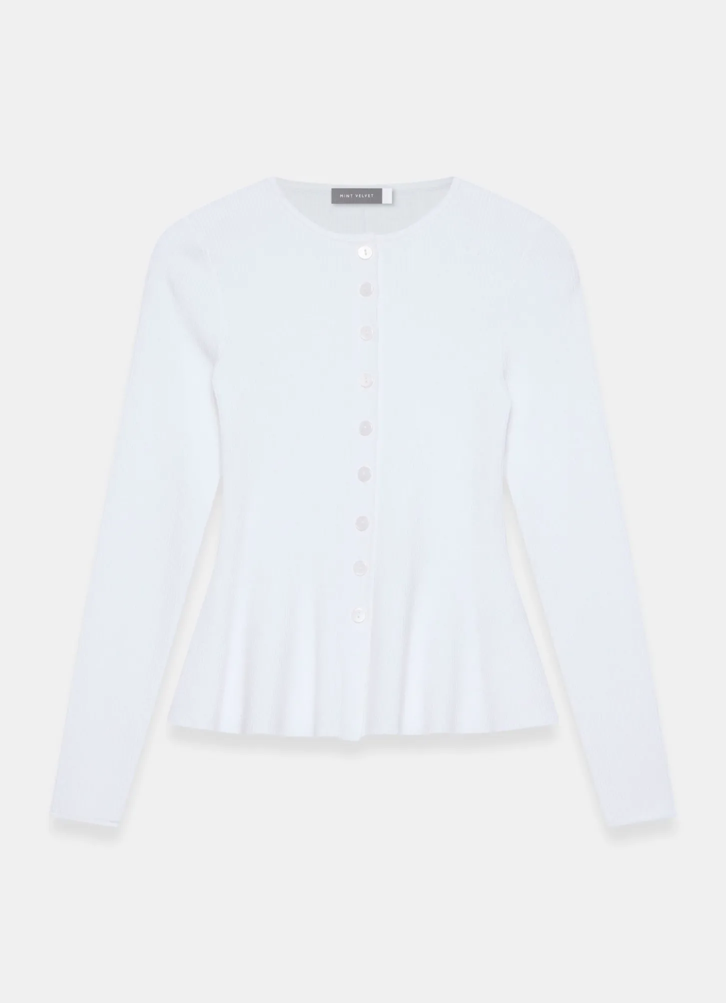 White Peplum Knit Cardigan